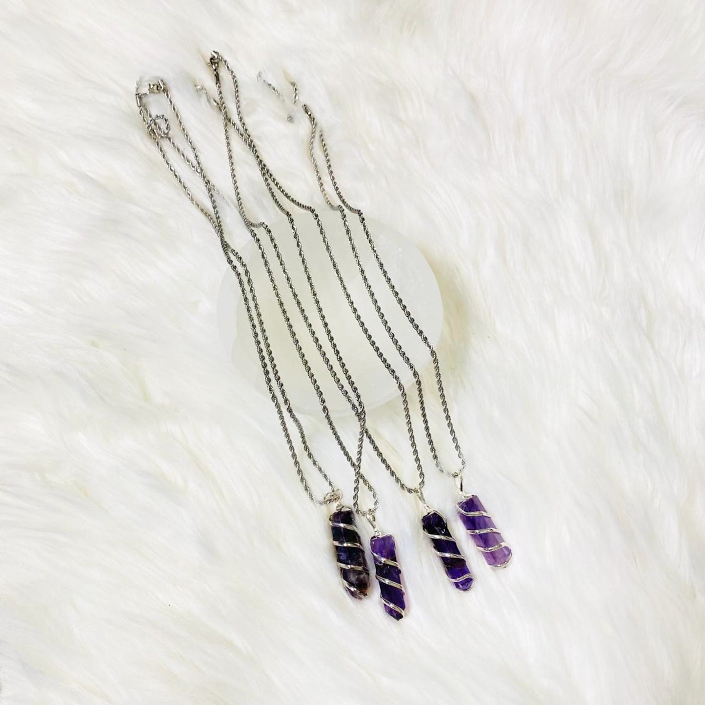 Amethyst Crystal Pointed Necklace