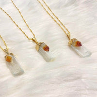 Raw Selenite Crystal Necklace with 18k Gold Dipped Chain