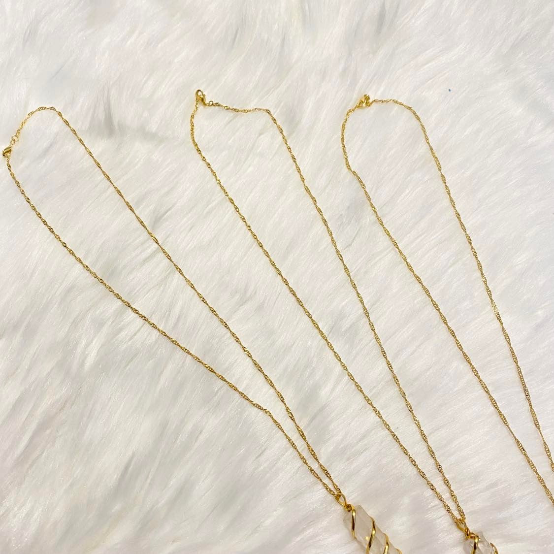 Clear Quartz Necklace with Gold Dipped Chain