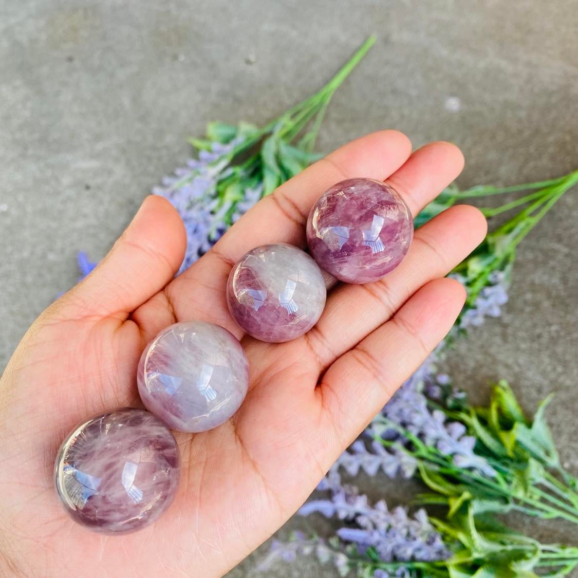 Medium Lavender Rose Quartz Sphere, Crystal for Love and Friendship