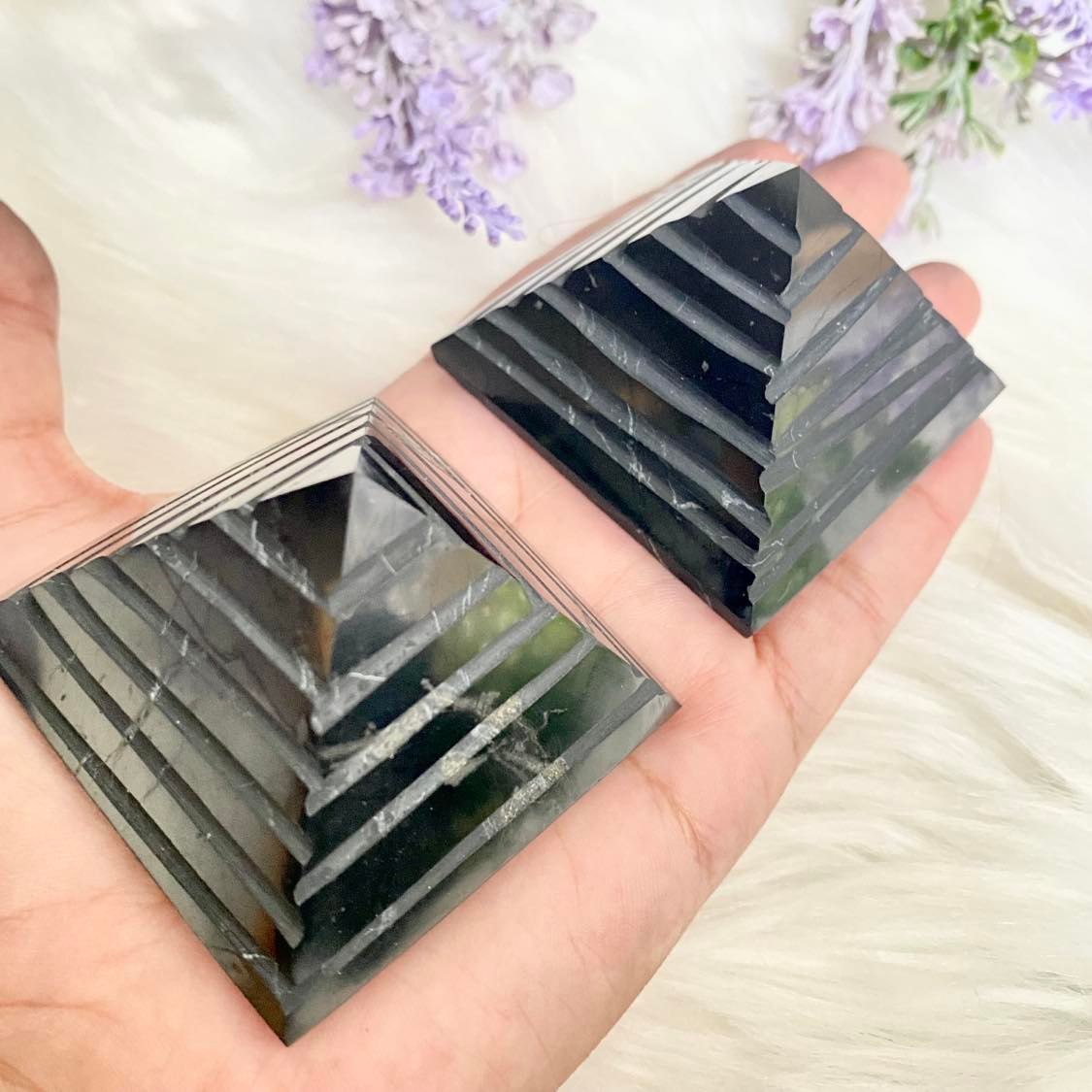 Solid SHUNGITE Pyramid Stone