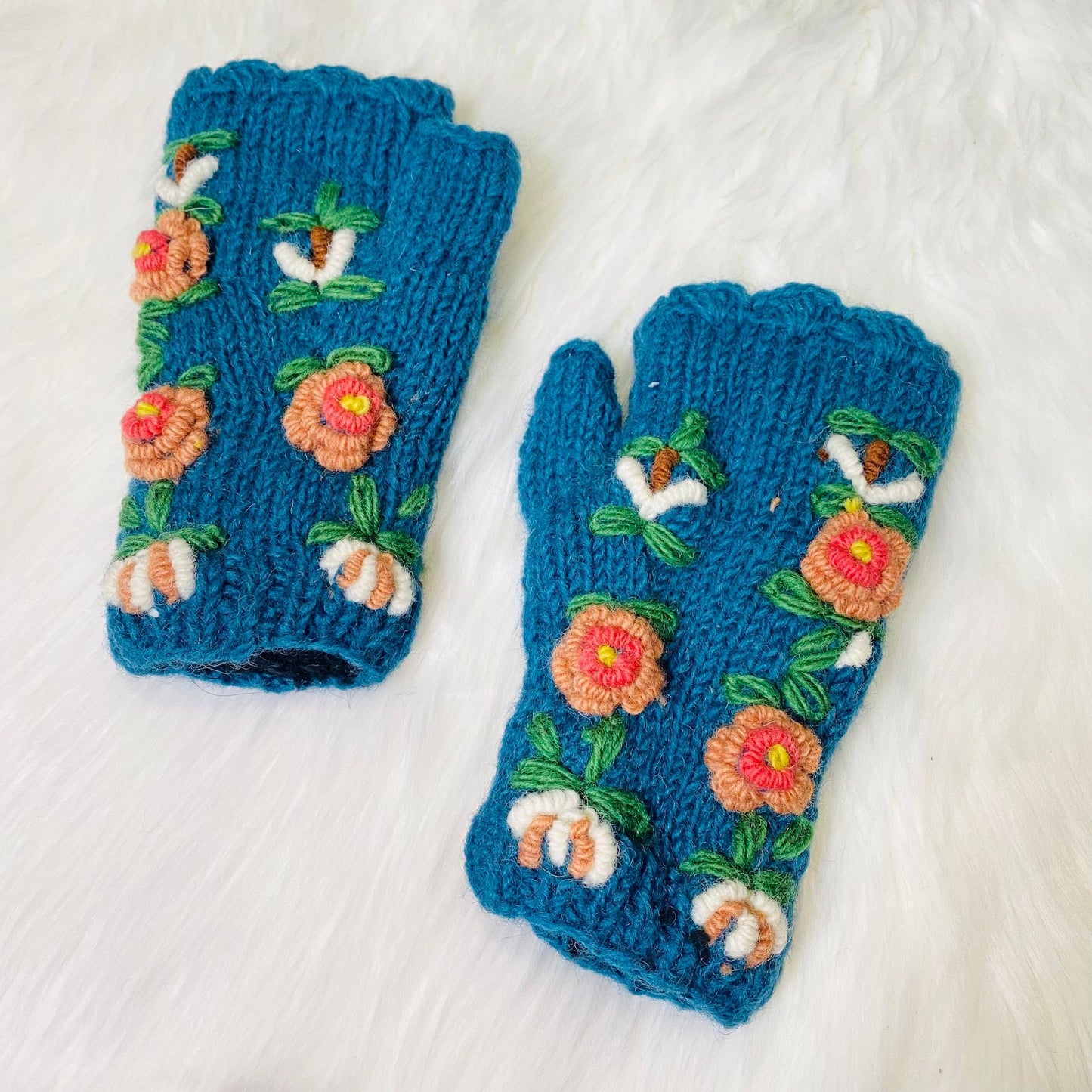 Crocheted Adult Fingerless Fleece Lined Gloves/Hand Warmers