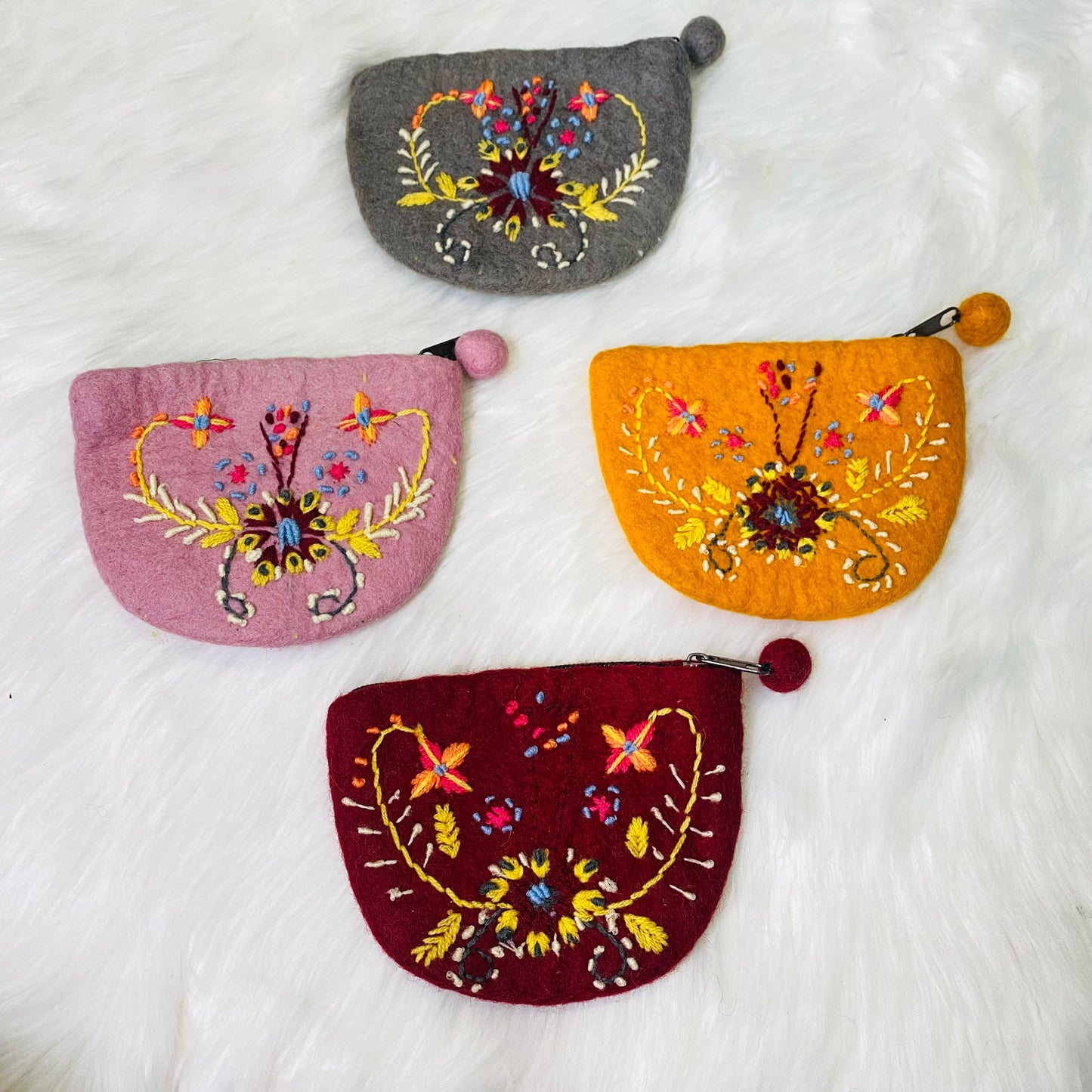 Handmade Felted Floral Embroidery Purse