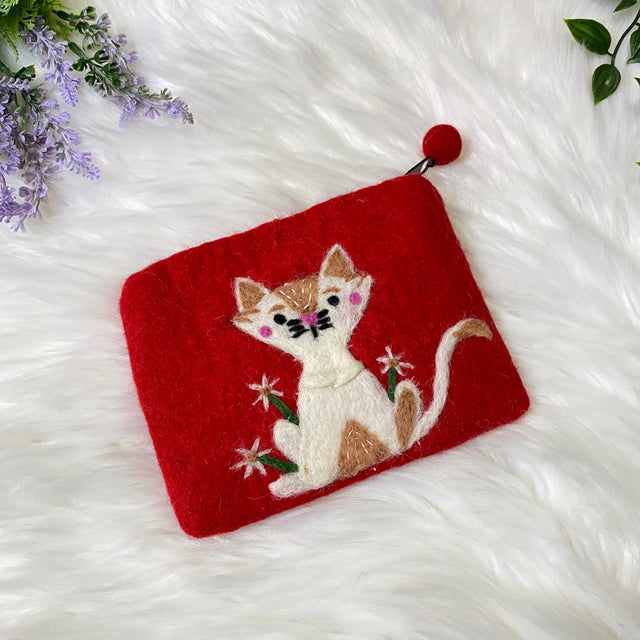Small Felted Purse with Kitty Designed