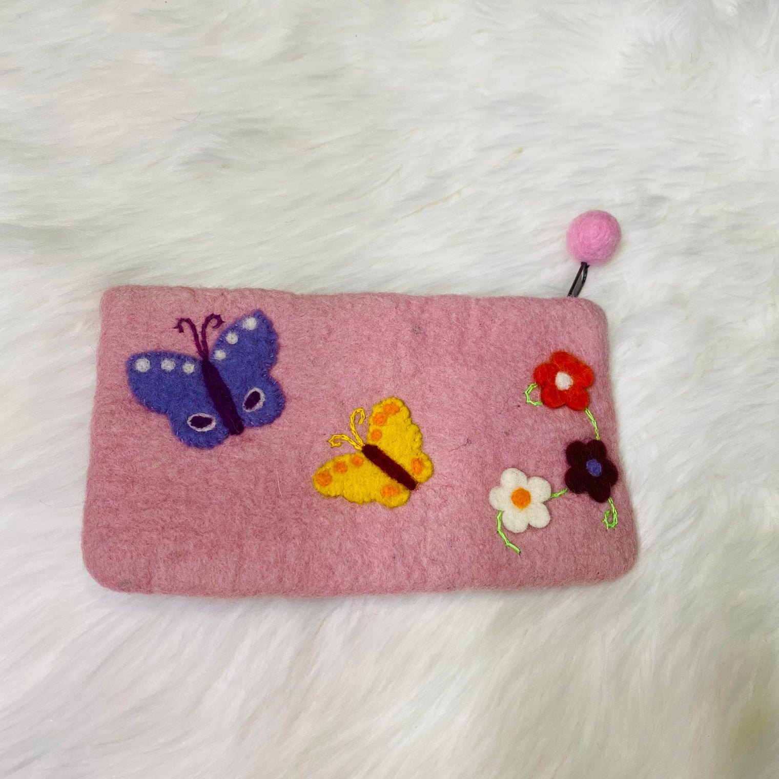Felted Handmade Wallet with Zipper