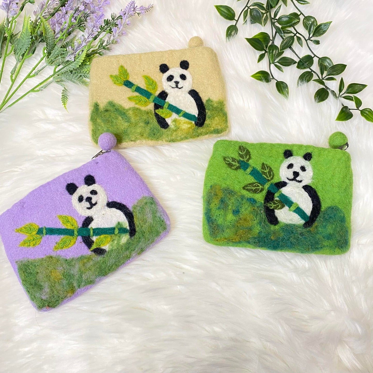 Handmade Embroidered Panda Theme Purse
