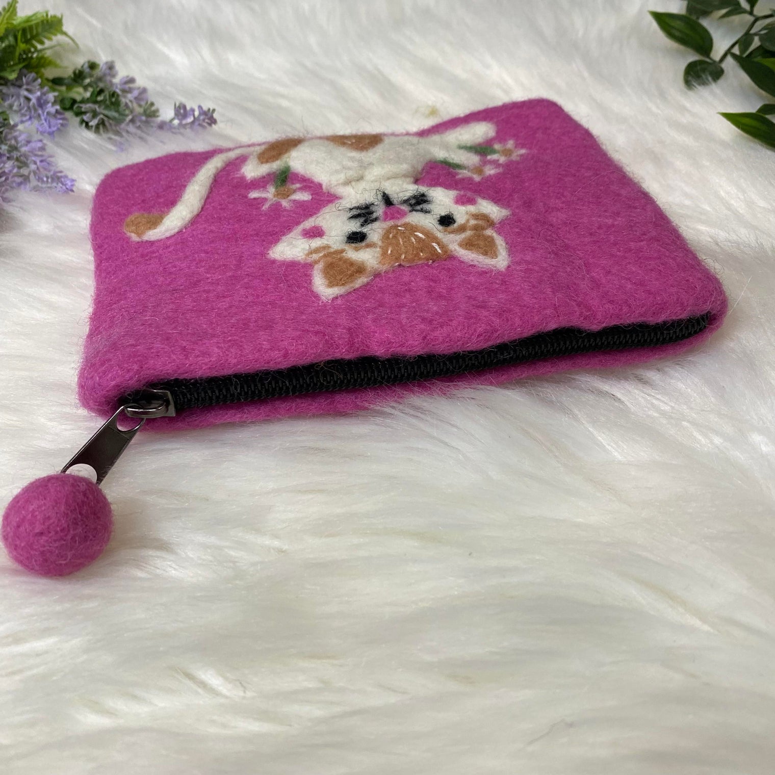 Small Felted Purse with Kitty Designed