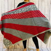 Hand Knit Paisley Print Winter Oversized  Scarfs