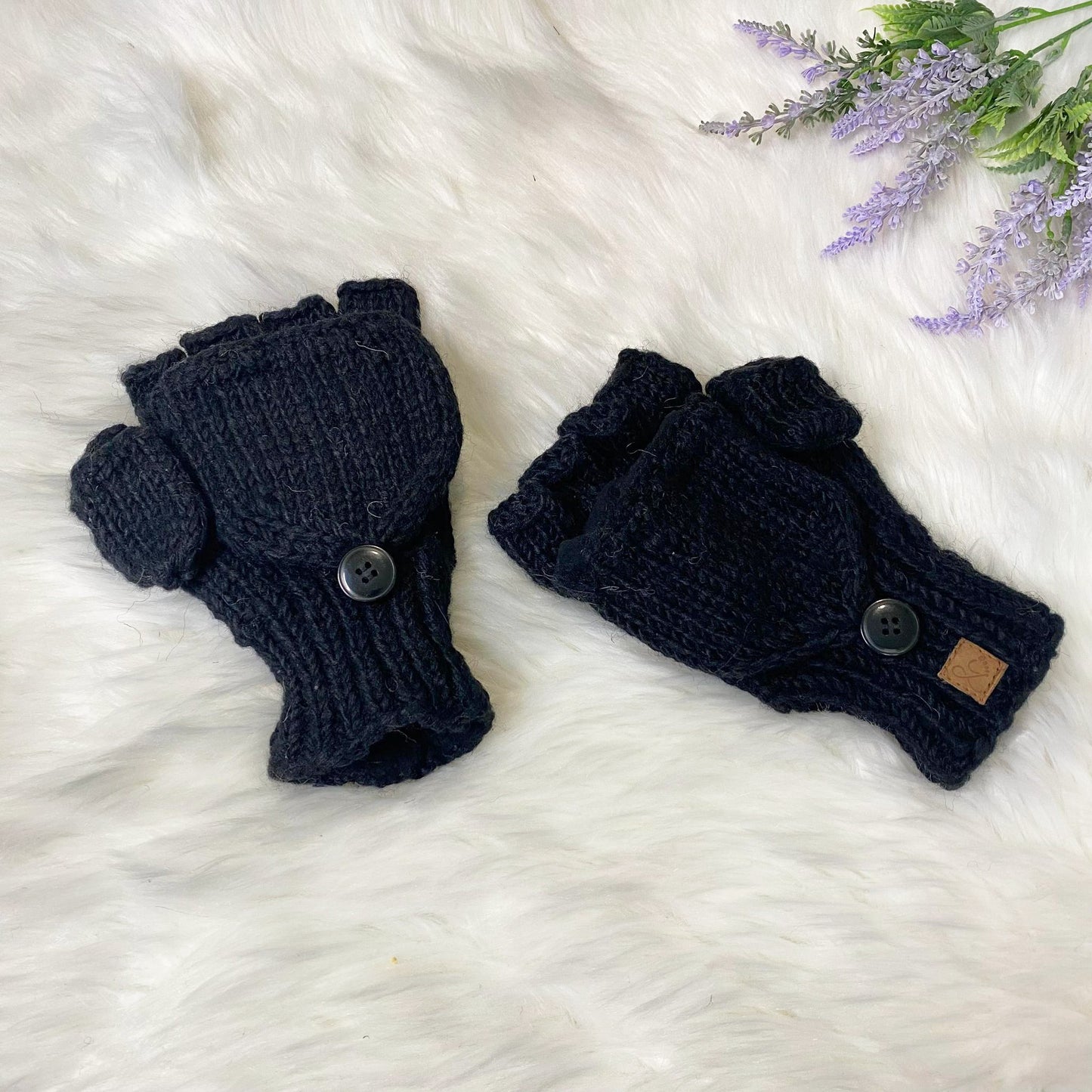 Crocheted Unisex Merino Wool Convertible Gloves/Mittens