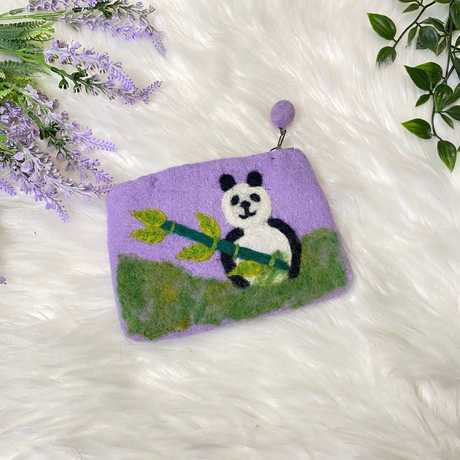 Handmade Embroidered Panda Theme Purse