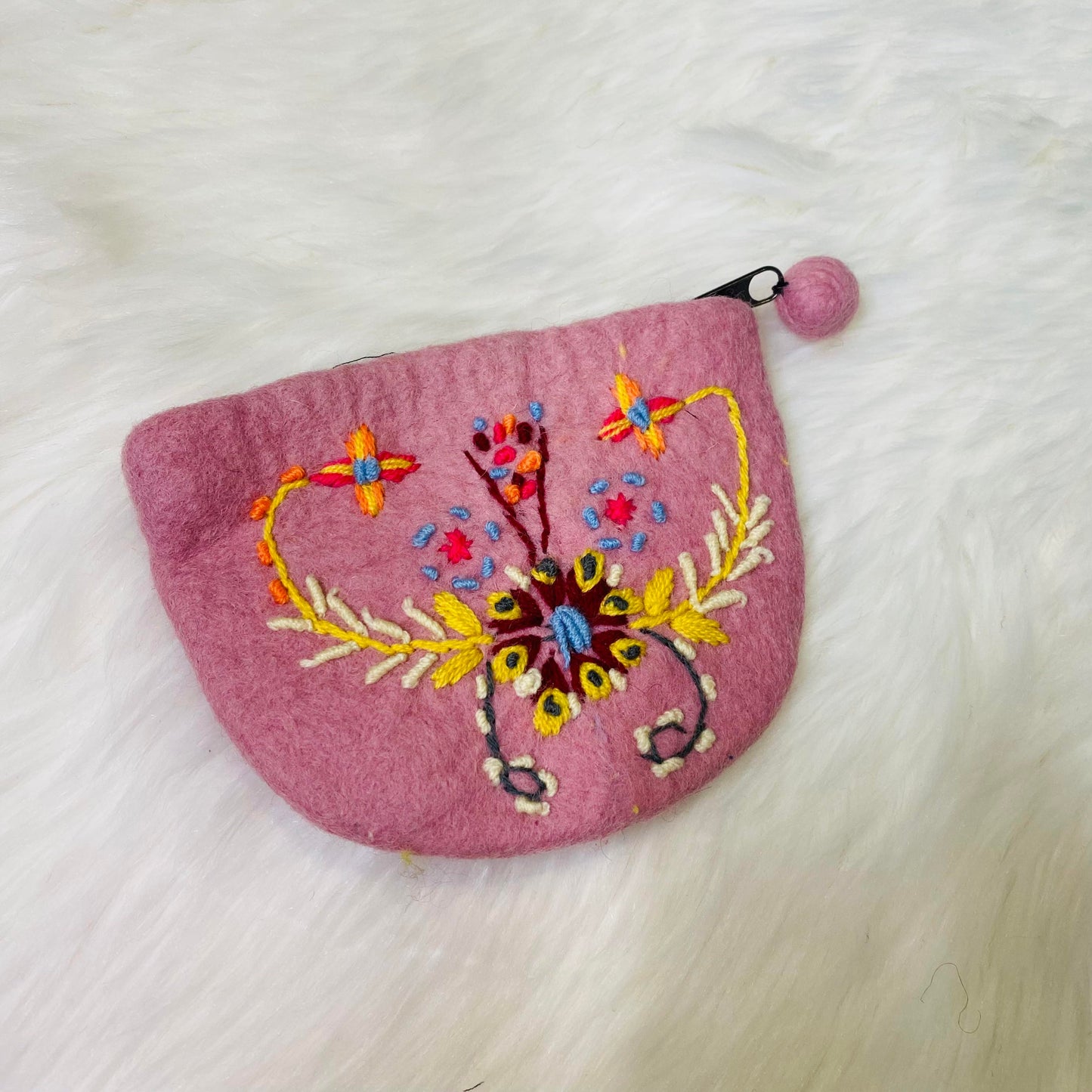 Handmade Felted Floral Embroidery Purse