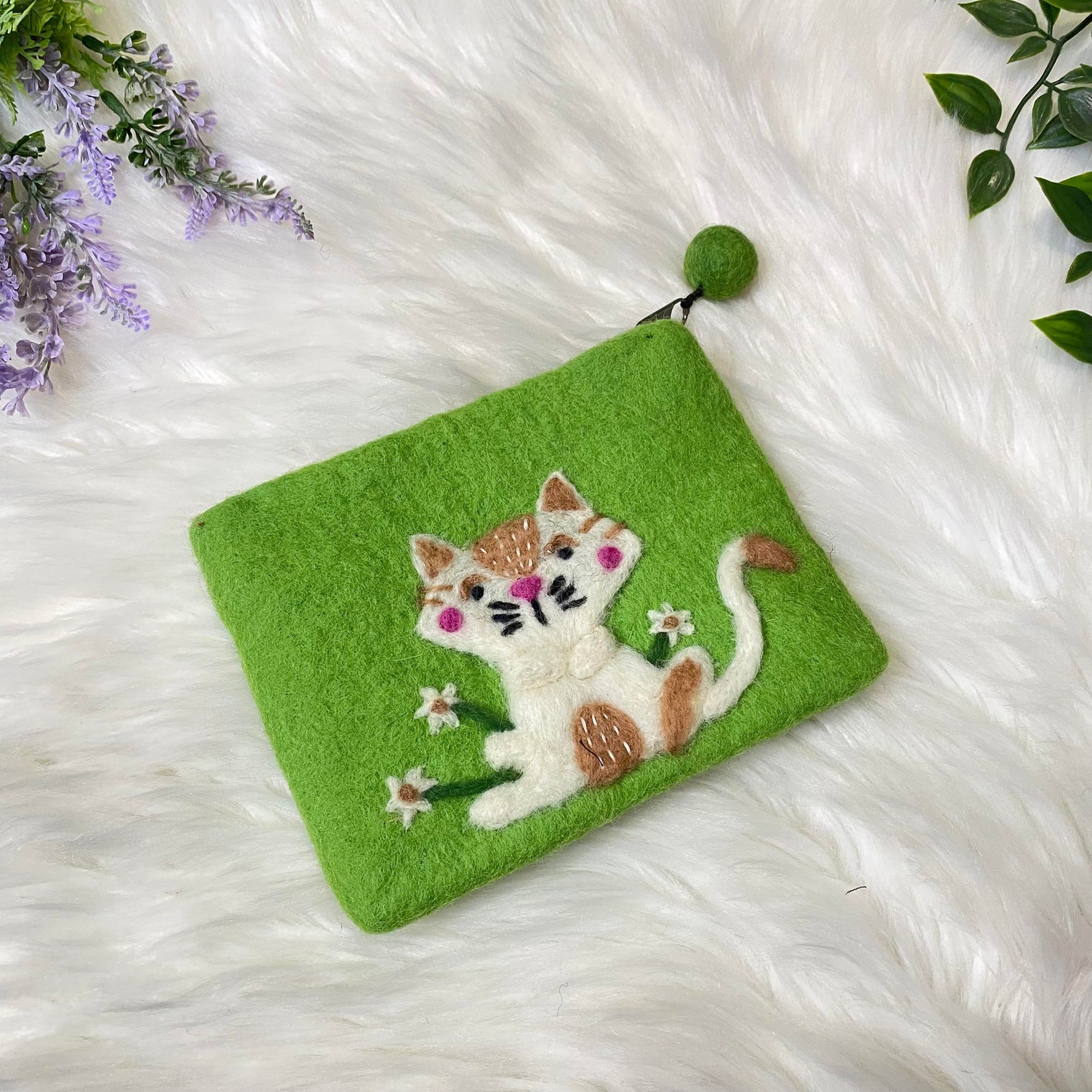 Small Felted Purse with Kitty Designed