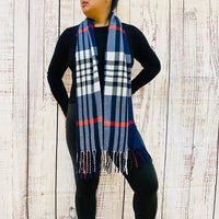 Cashmere Feel Unisex Plaid Long Scarfs
