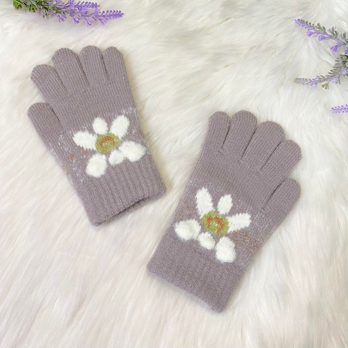 Fleece Lined Kids Handknit Gloves, Mittens for 4 to 8 years Old