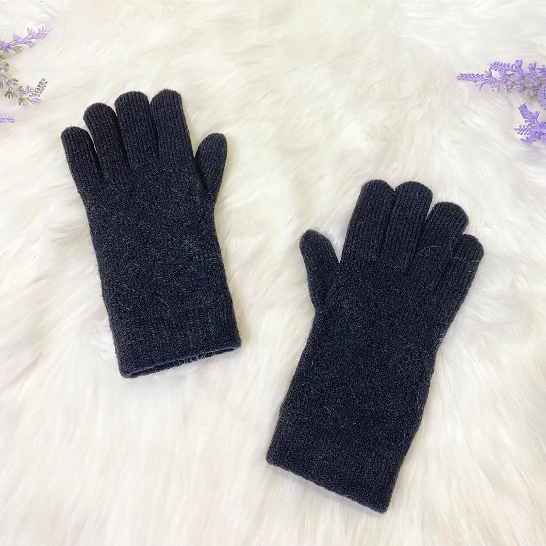 Hand Knit Unisex Adult  Gloves with Fleece Lining