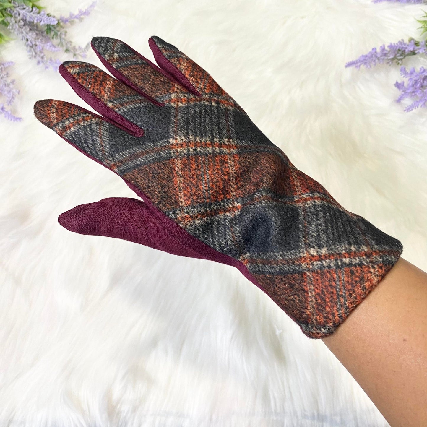 Plaid Touch Screen Texting Women Gloves