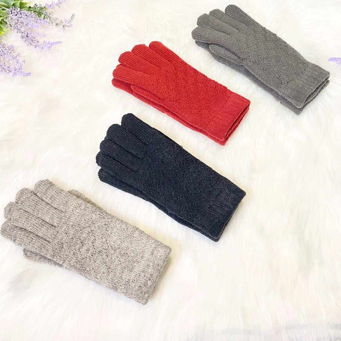 Hand Knit Unisex Adult  Gloves with Fleece Lining