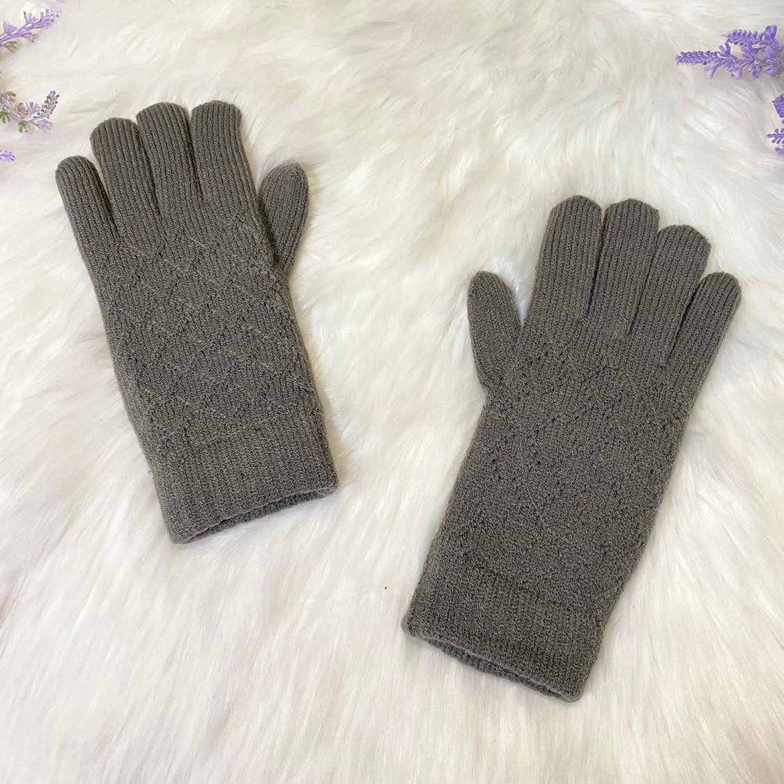 Hand Knit Unisex Adult  Gloves with Fleece Lining