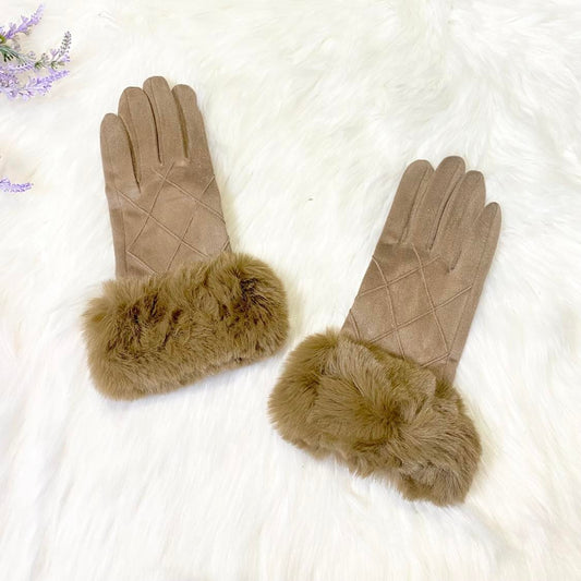 Winter Women Faux Fur Cuff Gloves