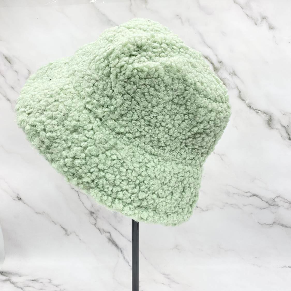 Fluffy Fall/Winter Bucket Hat Green