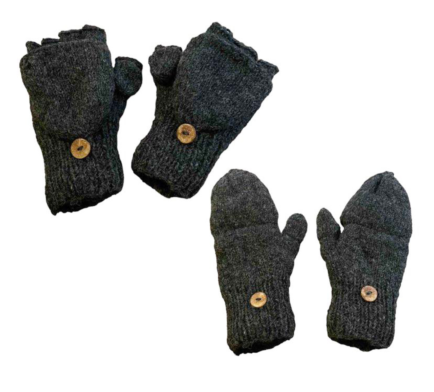 Hand Knit Convertible Merino Wool Gloves/Mittens