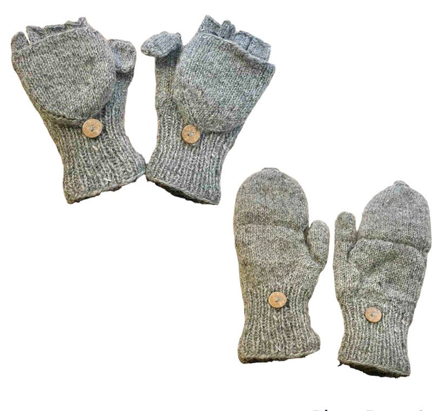 Hand Knit Convertible Merino Wool Gloves/Mittens