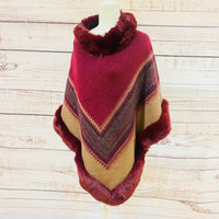 Wool Blend Oversized Warm Faux Fur Poncho