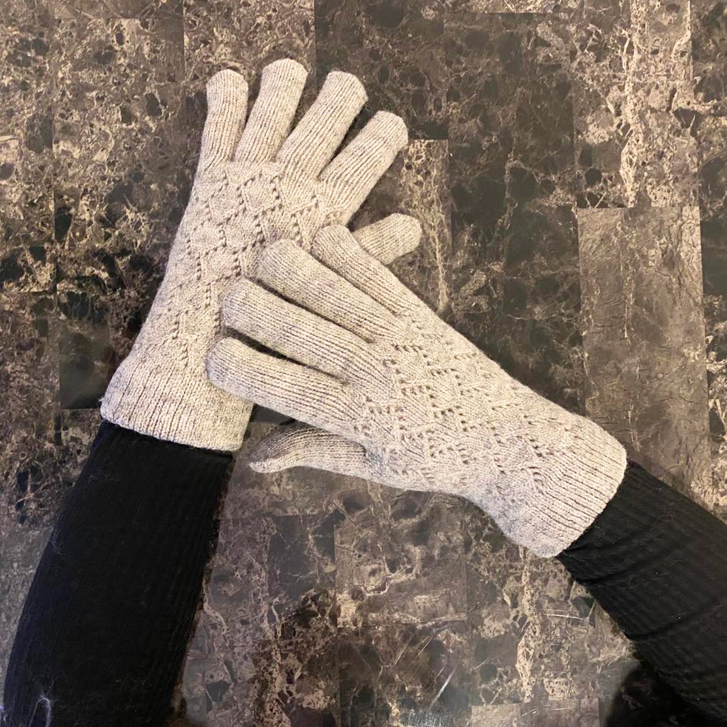 Hand Knit Unisex Adult  Gloves with Fleece Lining