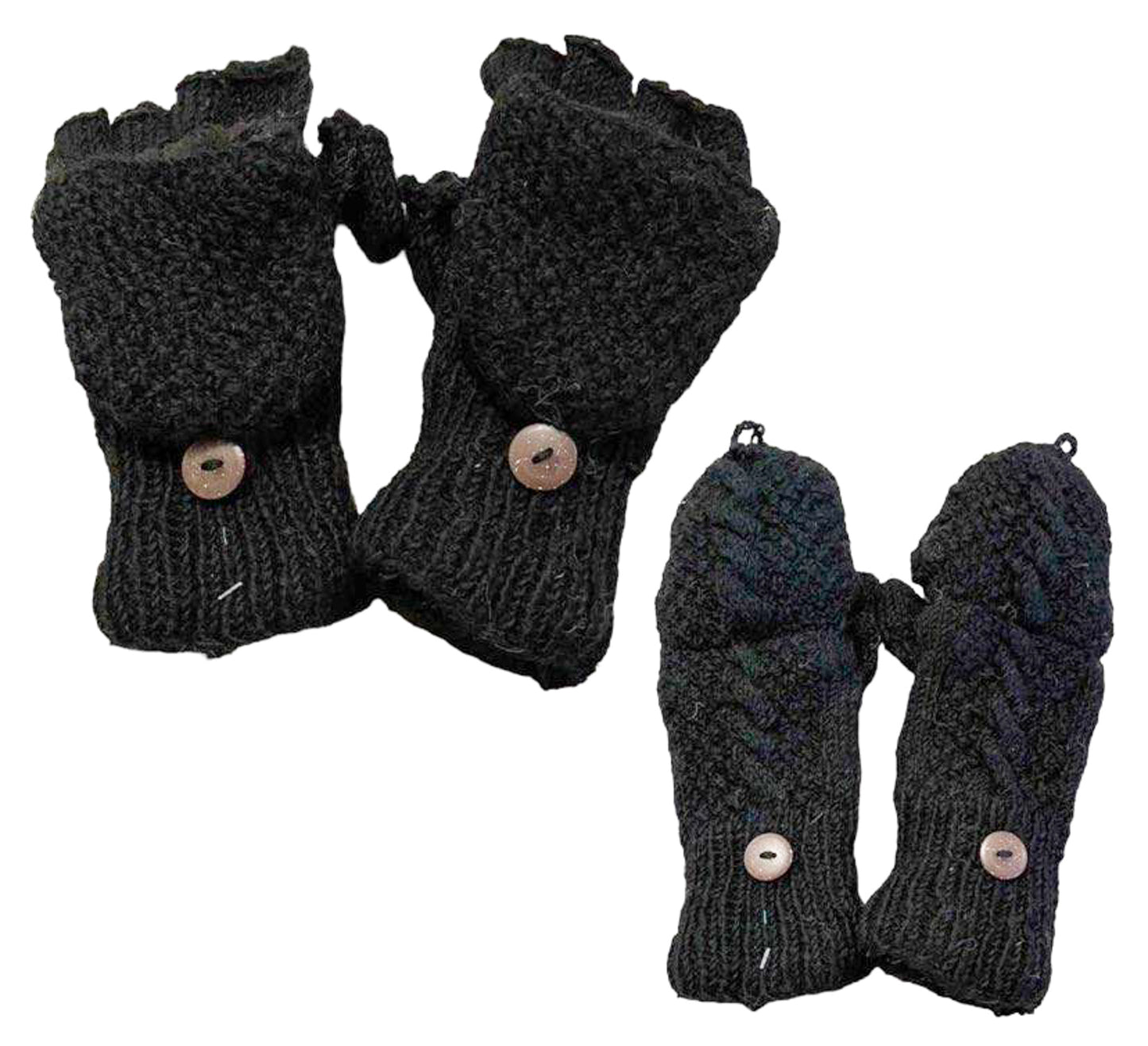 Hand Knitted Merino Wool Convertible Gloves/Mittens