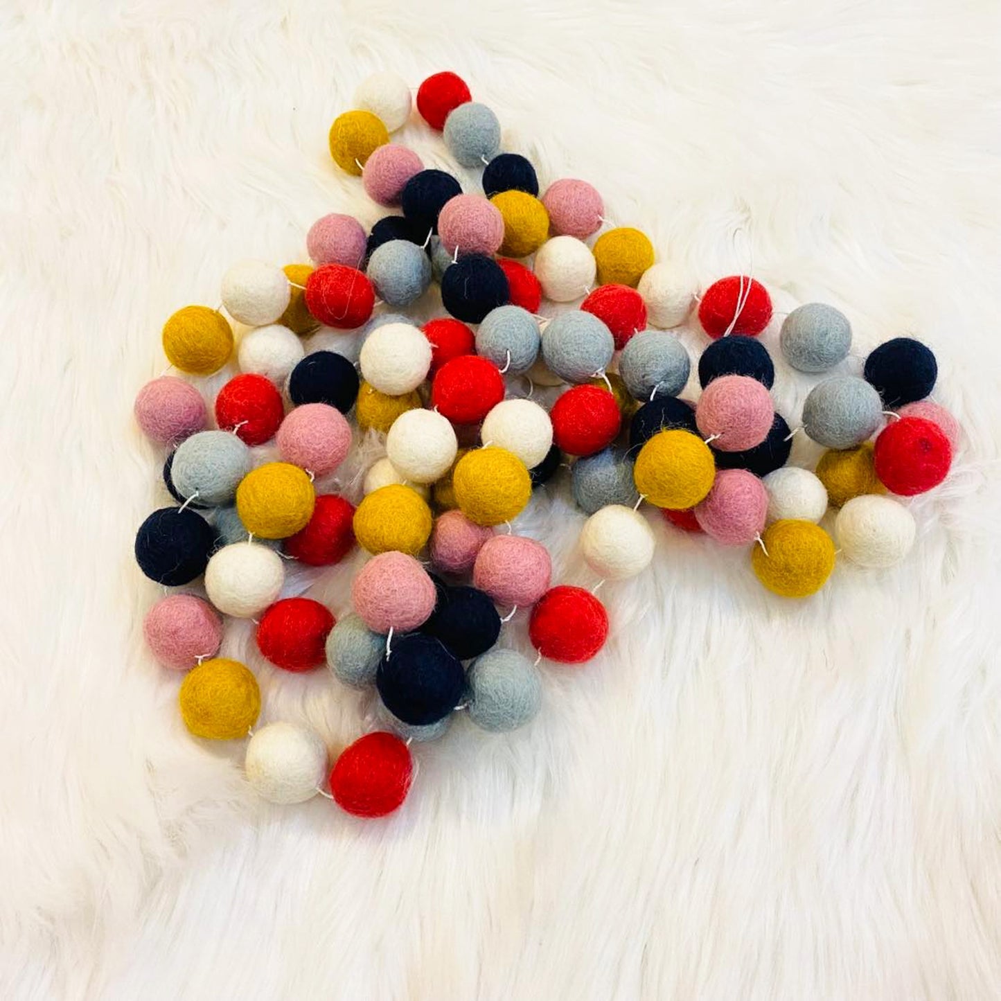 Handmade 10 Feet Multi Color Felt Ball Garland