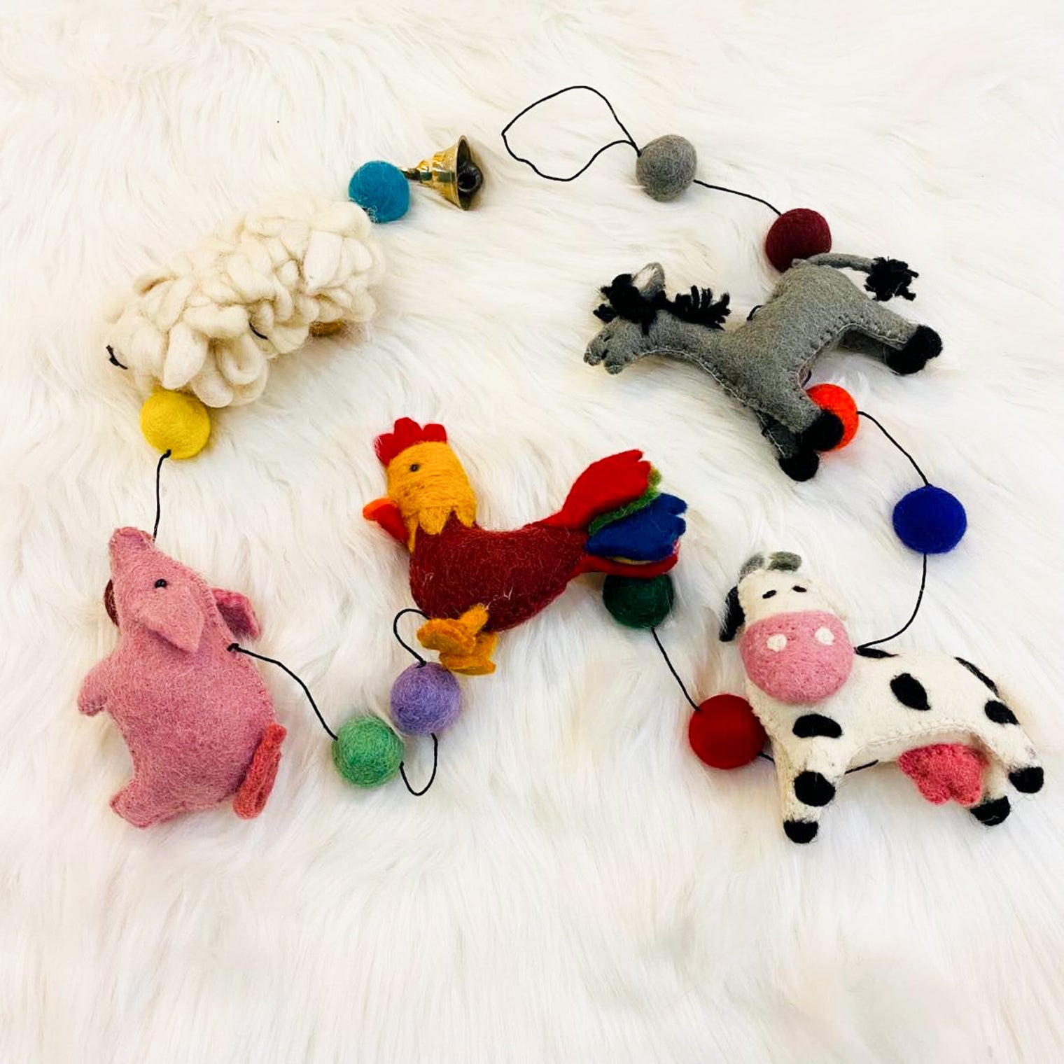 Felt Farm Animal Garland with Bells