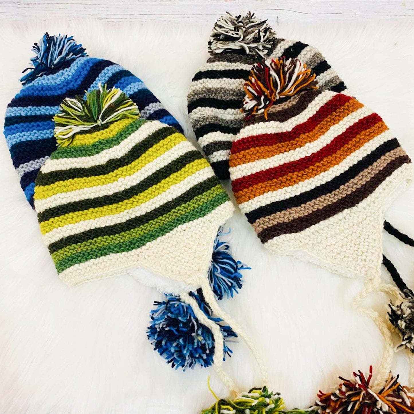 Hand Knit Merino Wool Ear Flap Hat