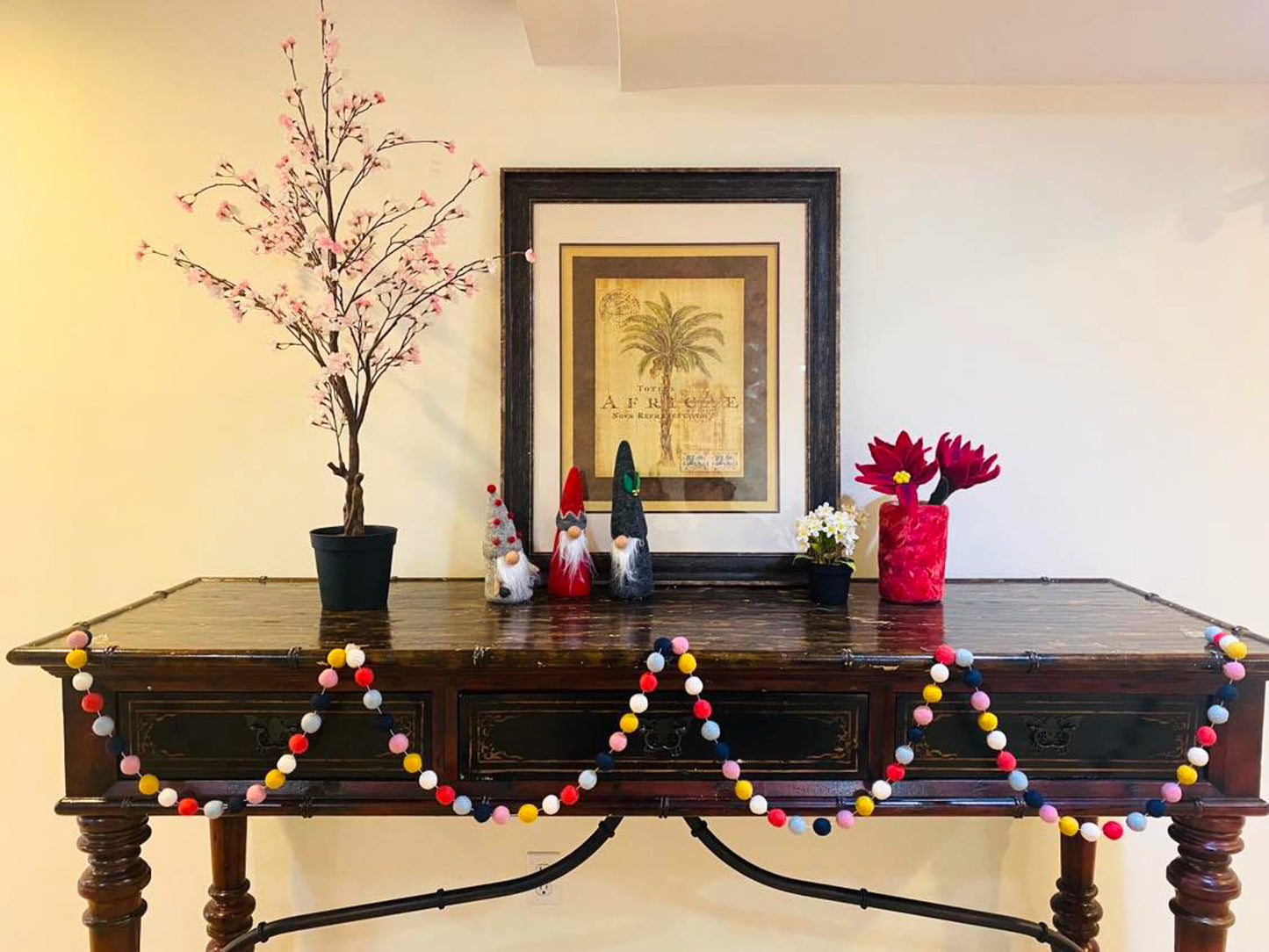 Handmade 10 Feet Multi Color Felt Ball Garland