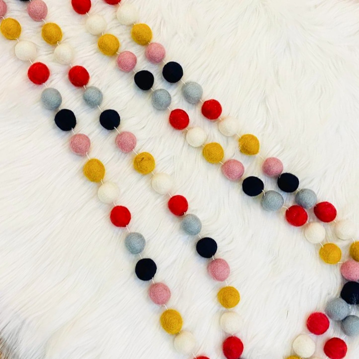 Handmade 10 Feet Multi Color Felt Ball Garland