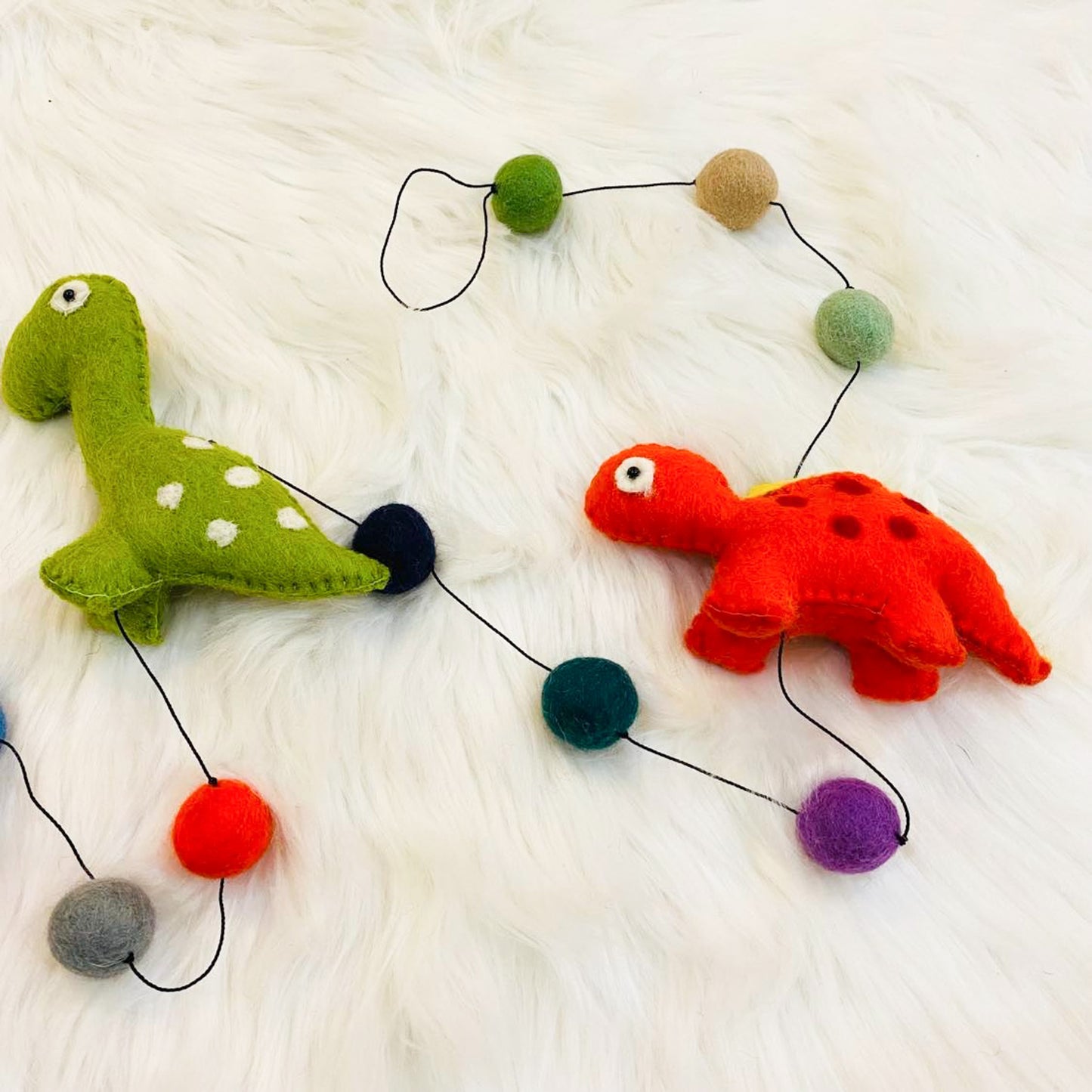 Felted Dinosaur Hanging with Bells