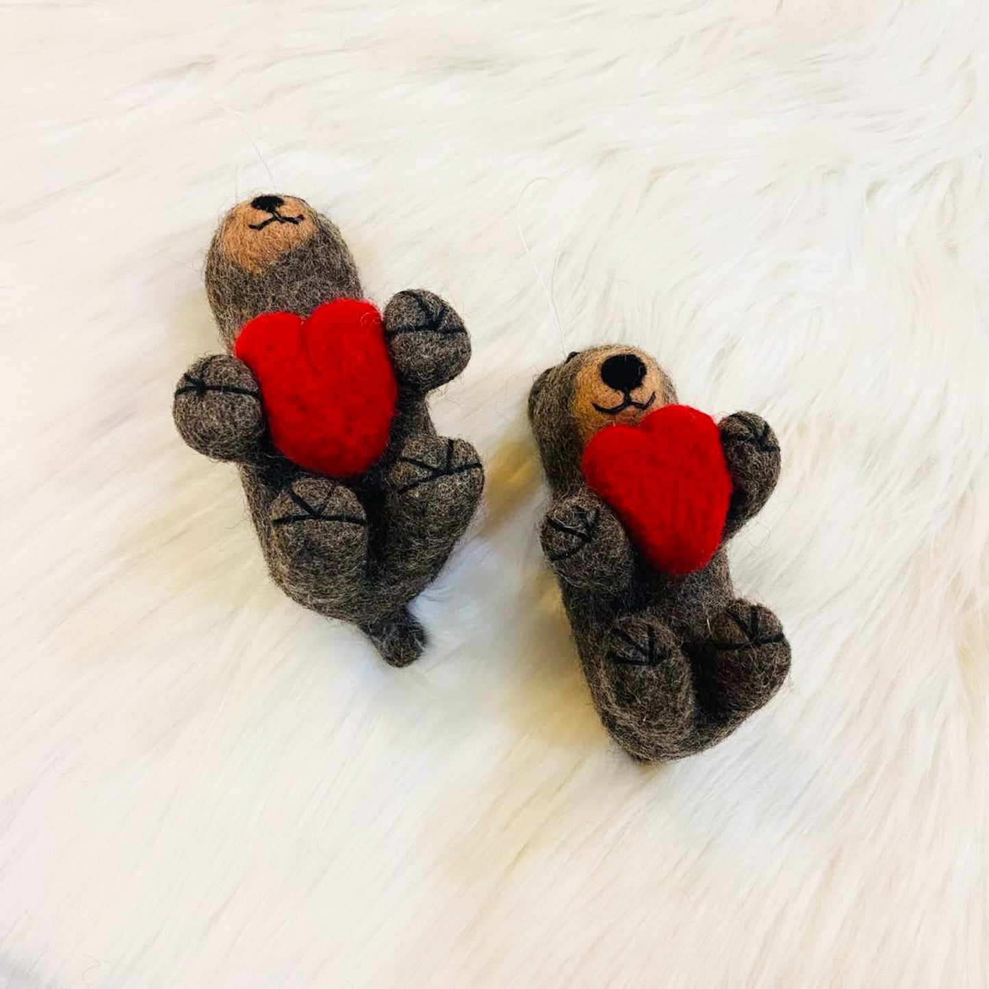 Felted Teddy Bear Ornaments
