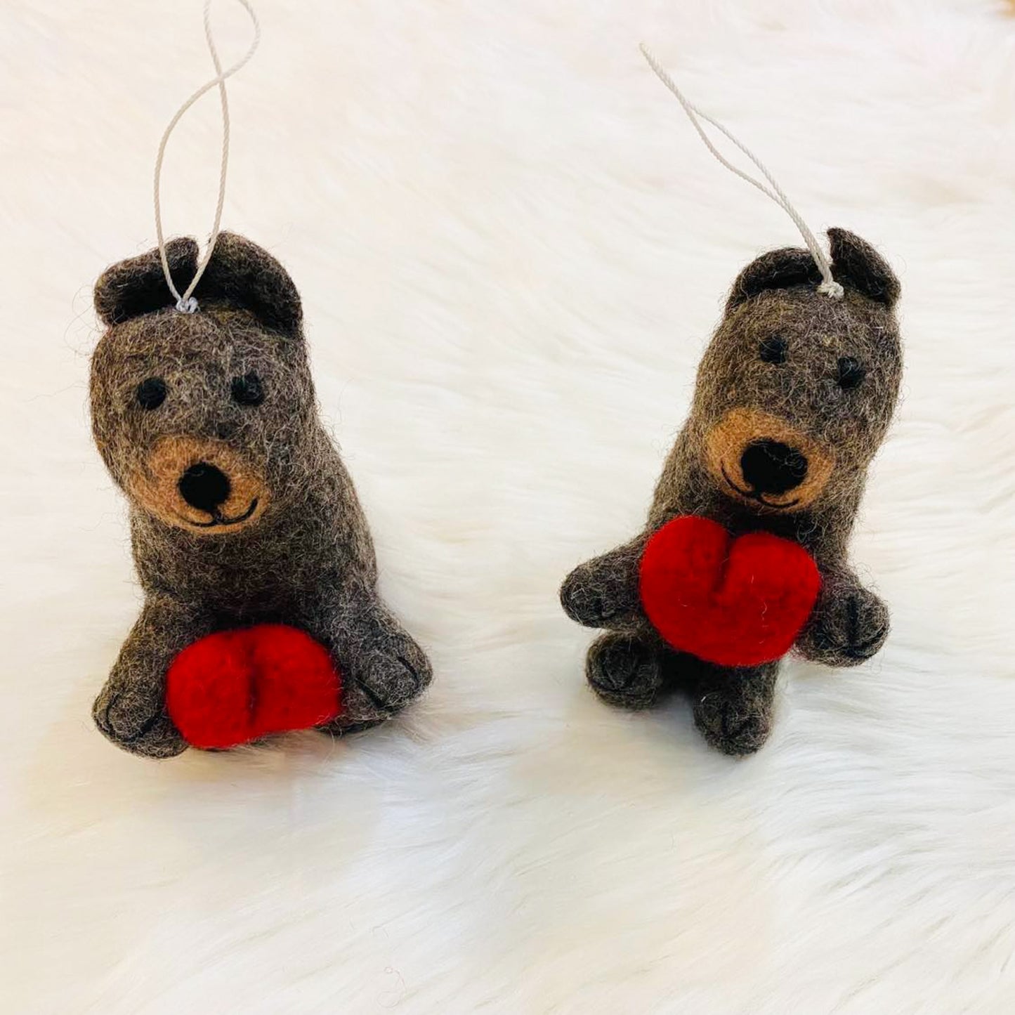 Felted Teddy Bear Ornaments