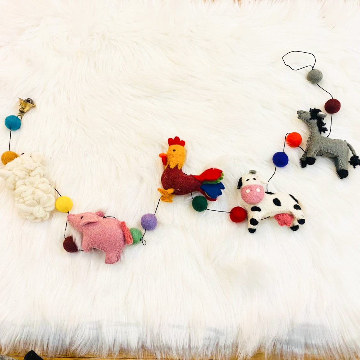 Felt Farm Animal Garland with Bells