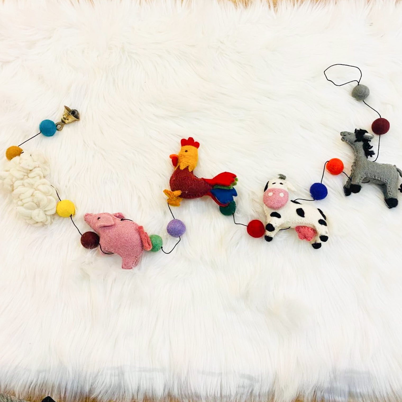 Felt Farm Animal Garland with Bells