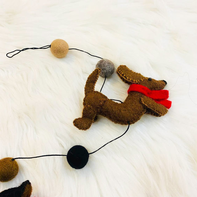 Felted Reindeer Hanging with Bells