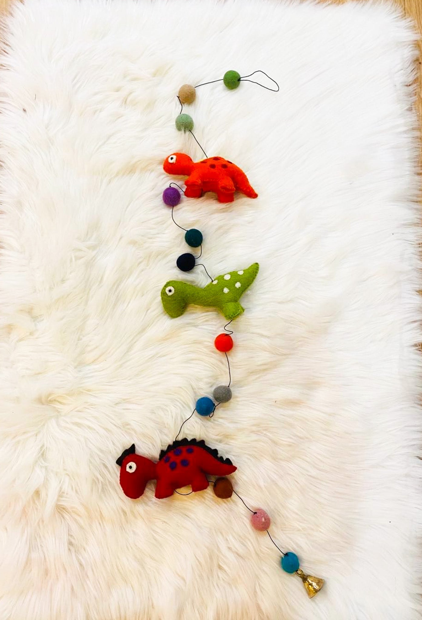 Felted Dinosaur Hanging with Bells