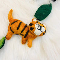 Felted Animal Jungle Hanging with Bells