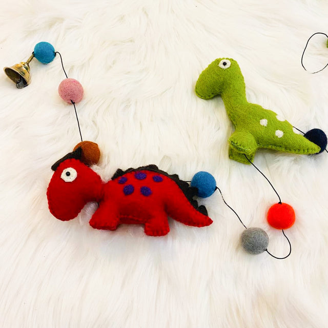 Felted Dinosaur Hanging with Bells