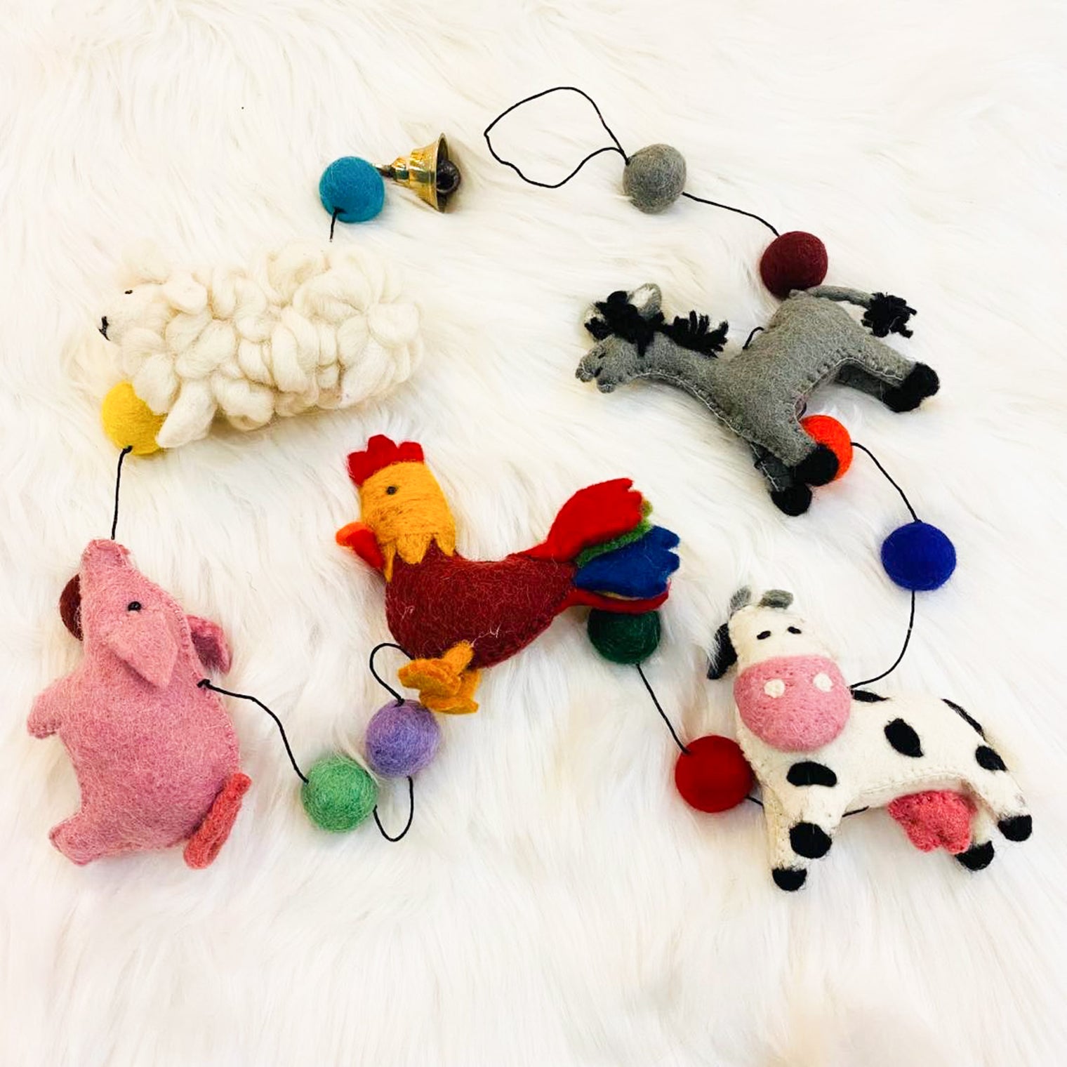 Felt Farm Animal Garland with Bells