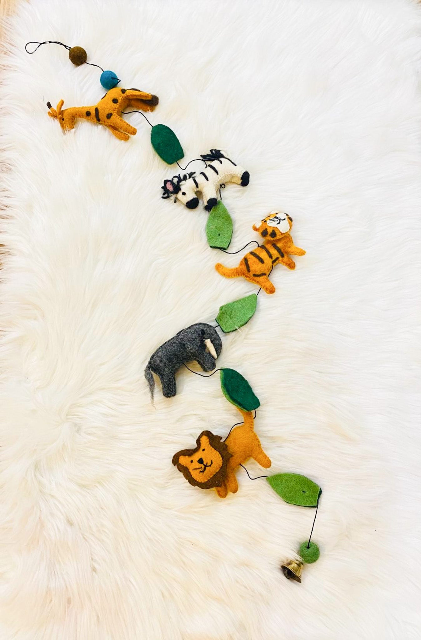 Felted Animal Jungle Hanging with Bells