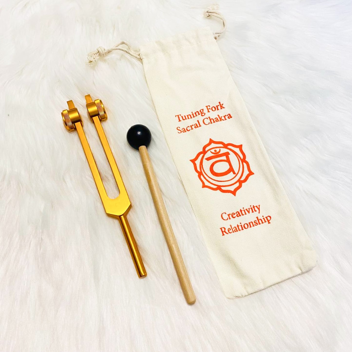 7 Chakra Tuning Fork Set with Individual Chakra Sign Bags and Mallet