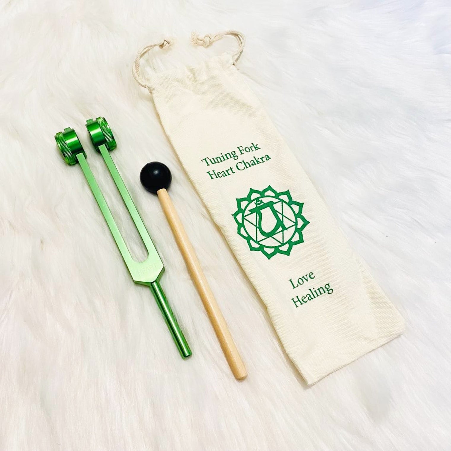 7 Chakra Tuning Fork Set with Individual Chakra Sign Bags and Mallet