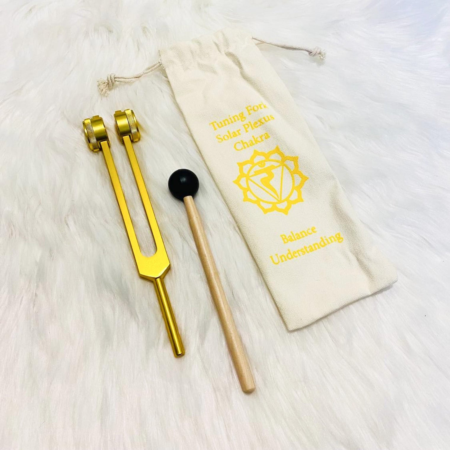 7 Chakra Tuning Fork Set with Individual Chakra Sign Bags and Mallet
