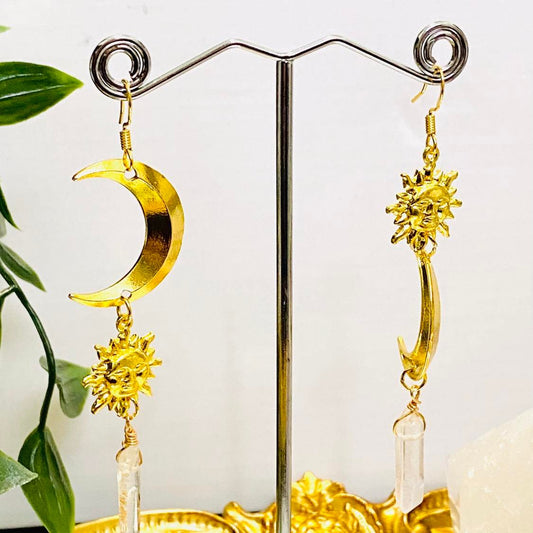 Gold Dipped Earrings in Sun Moon