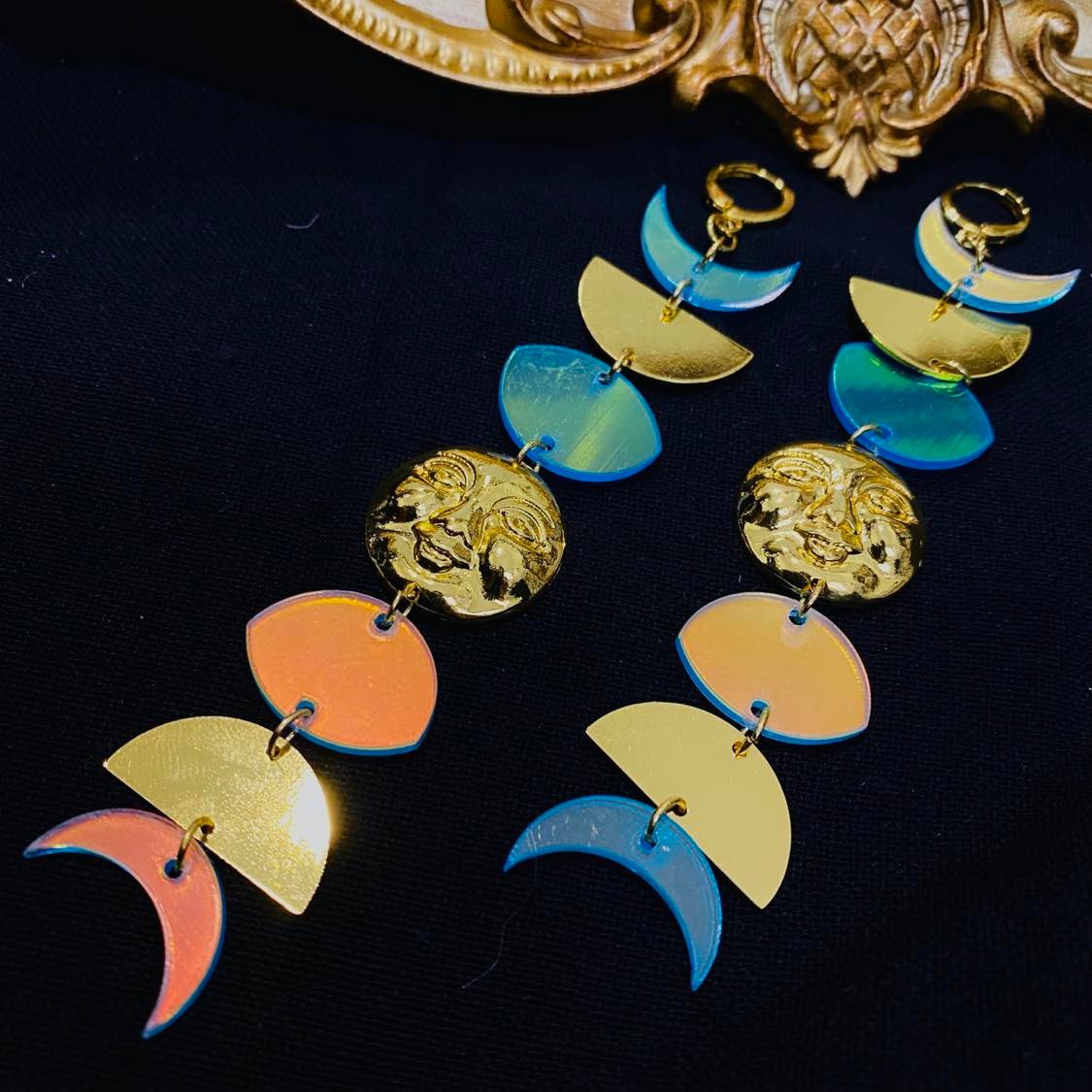 Celestial Long Moon Phase Earrings